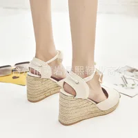 Women’s Espadrille Ankle Strap Sandals Comfortable Slippers Ladies Womens Casual Shoes Breathable Flax Hemp Canvas Pumps 1