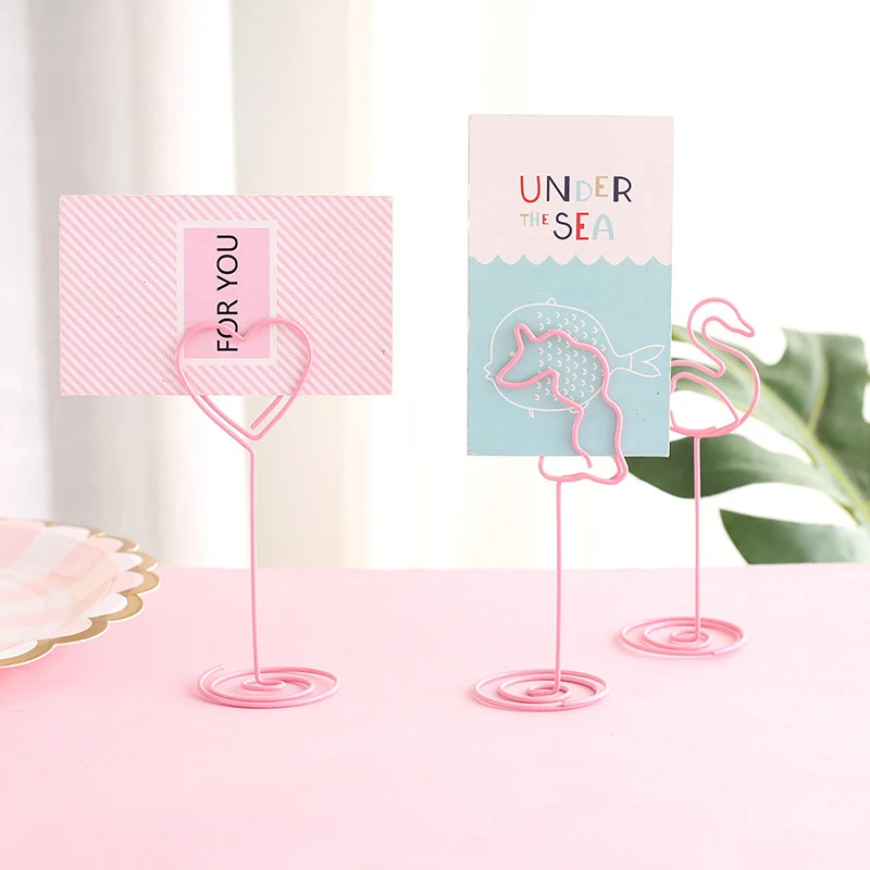 

Desk Notes Folder Unicorn Heart Shape Clips Wedding Favors Place Card Holder Message Clips Table Photo Memo Number Name Clips