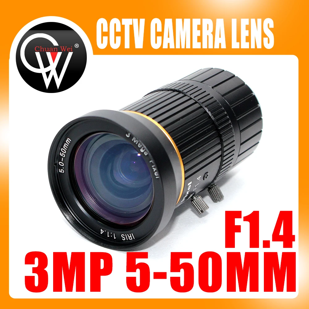 3.0Megapixel Varifocal HD CCTV Camera/ITS Lens 5-50mm CS Mount With Manual iris F1.4 For industry CCTV IP Camera