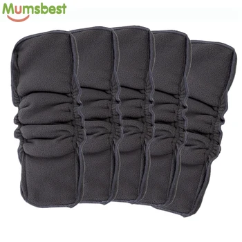 

[Mumsbest] Wholesale 5PCS Reusable Bamboo Charcoal Insert Double Gussets No Leaking Inserts Baby Cloth Diaper Nappy Liners