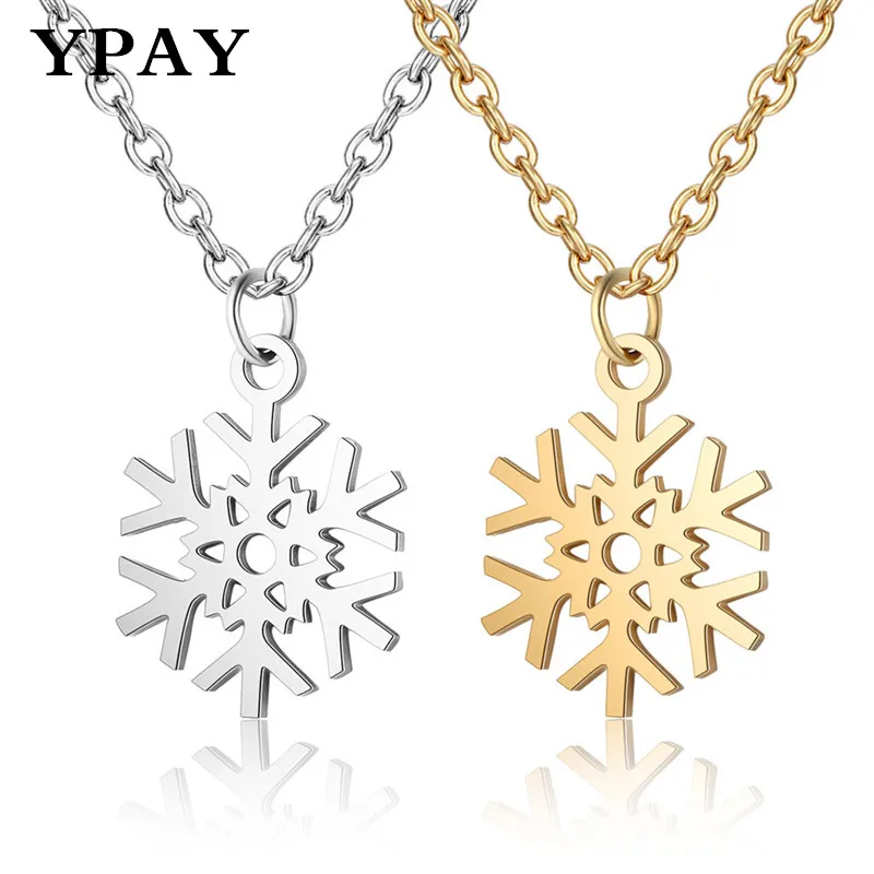 

Stainless Steel Snowflake Necklace Fashion Woman Simple Christmas Snowflake Stainless Steel Pendant Declaration Necklace Gift