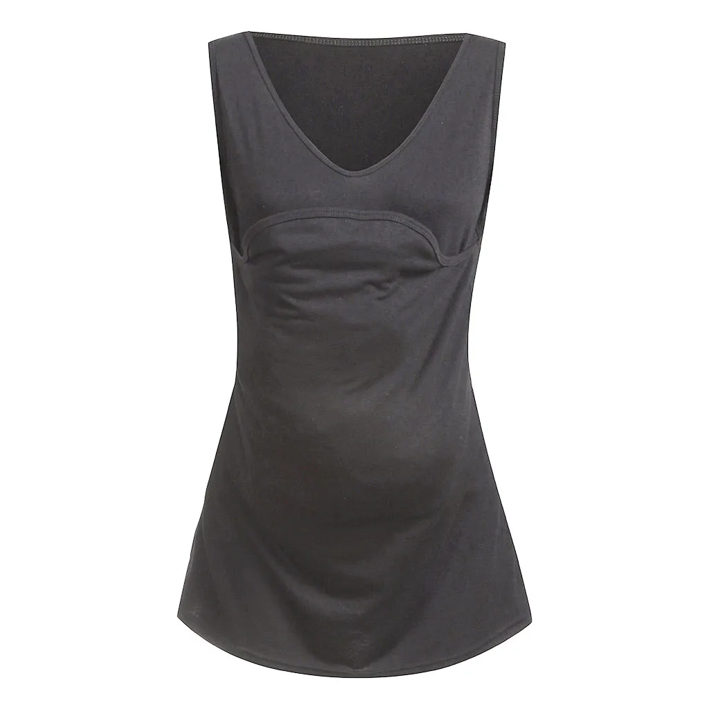 Женская футболка без рукавов с карманом кенгуру для мамы, топы для грудного вскармливания, блузка, женская одежда для беременных, короткая футболка z0703