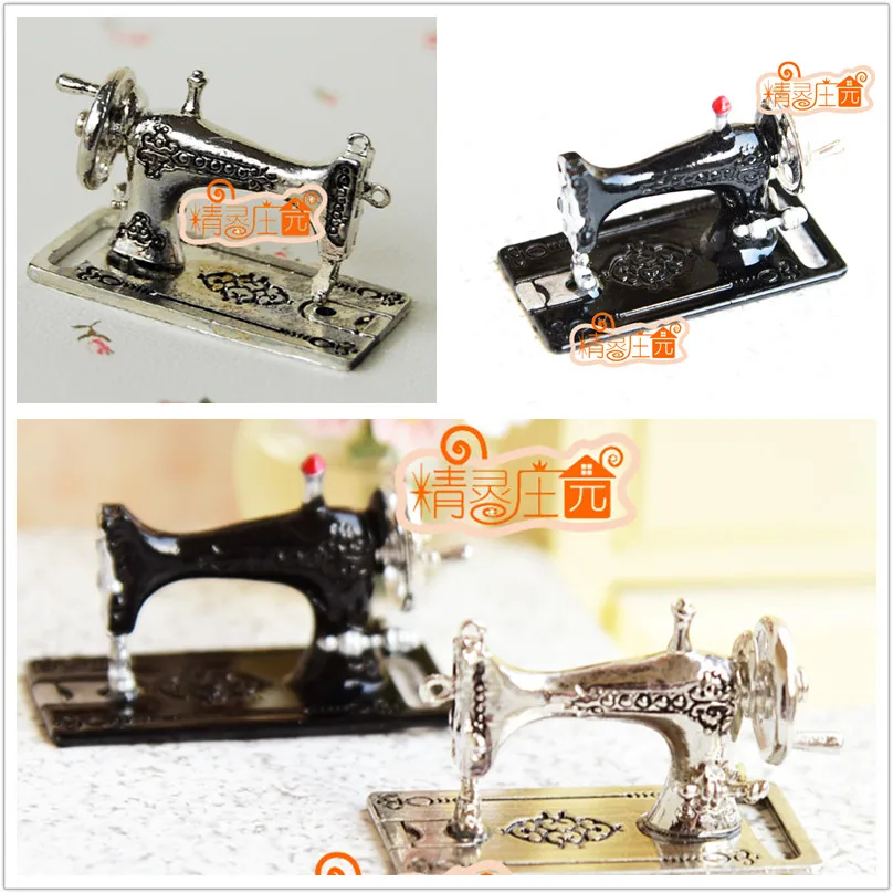 Black/ Silver Art TOY Table Sewing Machine 1/12 Dollhouse Miniature Kit for Dolls House |