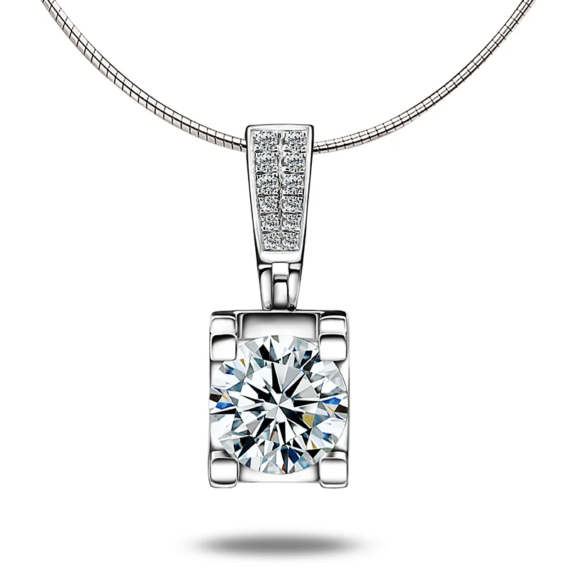 

Fashion Slide Wedding Pendant 18K White Gold 1 Carat Round Shape Moissanite Diamond Necklace Gifts for Women