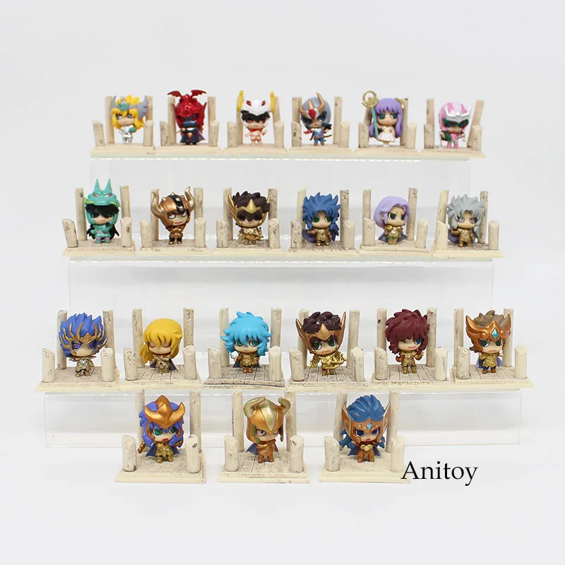 

7pcs/set Full Set 21 Models Anime Saint Seiya Egg Box Q Version The Gold Zodiac PVC Action Figures Toys Dolls Anime SS004
