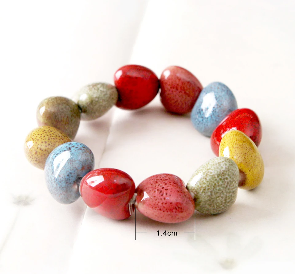 Women's Fashion Ceramic Bracelets Trendy Simple Sweet Style Round Beaded Strand Bracelet For Lady Girls Birthday Gifts 2018 New (8)