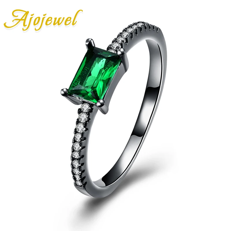 

Ajojewel Square Zircon Cocktail Ring With Green Stone Vintage Thin Ring Women Jewellery Bagues Pour Femme