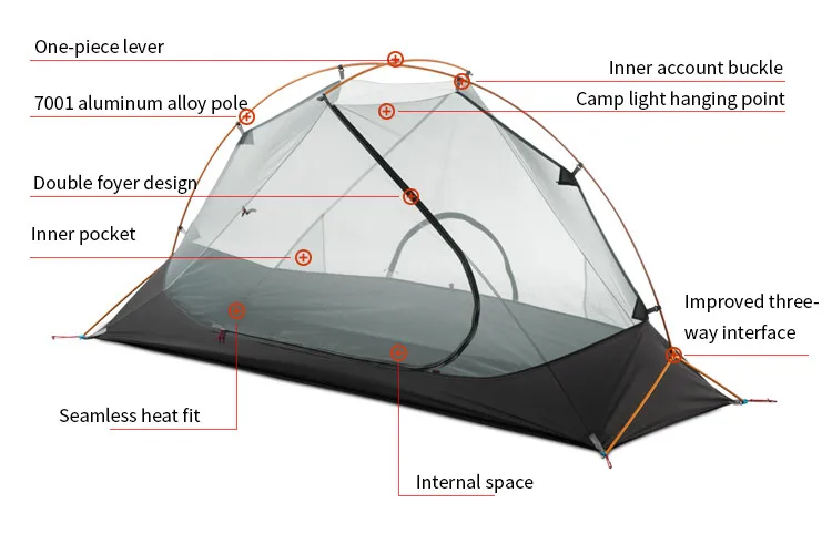 3F UL GEAR Oudoor Сверхлегкая походная палатка 3/4 Сезон 1 для одного человека профессиональная 15D нейлоновая силиконовая палатка Barracas Para для кемпинга