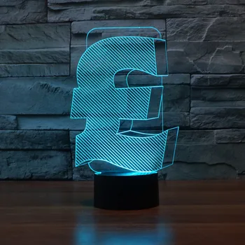 

Color changing Flashing touch sensor control pound sign Acrylic 3D LED Night Light LED UK GBP USB table Lamp