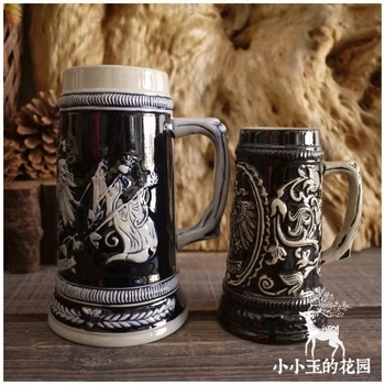 

"Verdienstorden vom Deutschen Adler" And "Germanic Peoples" German Ceramic Beer Embossed Mug