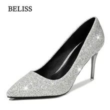 BELISS Sexy Spring Autumn Women Pumps High Heels Shallow Women Shoes Slip On Wedding party Female Shoes Bling Pointed Toe S79 BELISS Sexy Spring Autumn Women Pumps High Heels Shallow Women Shoes Slip On Wedding party Female Shoes Bling Pointed Toe S79