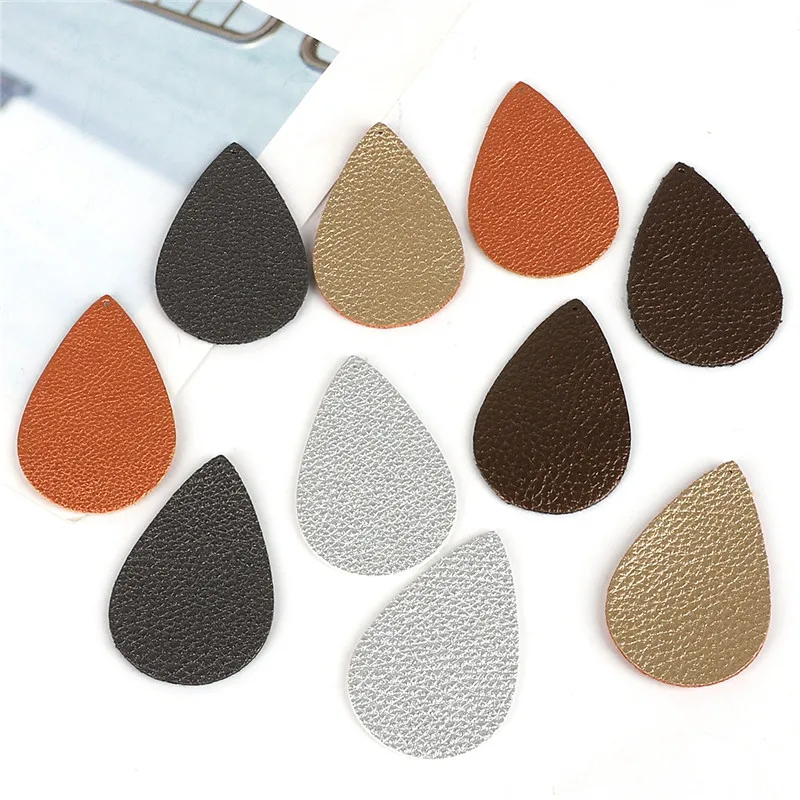 

Multicolor Large Water Drop Fashion Litchi Texture Shading PU Leather Charm Pendant for DIY Craft Earring Eardrop Jewelry Making
