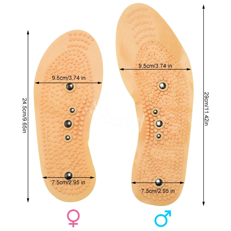 Soumit 1 пара стельки для массажа ног Магнитная терапия колодки для обуви Акупрессура кровообращение стельки для похудения ноги забота о здоровье