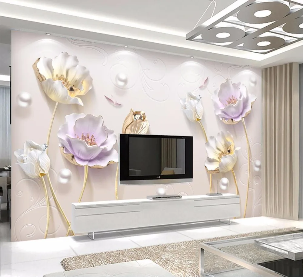 Beibehang personalizado foto papel de parede grande fresco 3d flores luxo 3d jóias tv fundo da parede 3d 16 HTB1ArbQdvnW1eJjSZFqq6y8sVXam