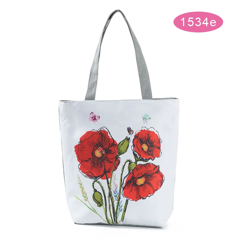 

Floral Printed Tote Handbag Female Large Capacity Canvas Shoulder Bag Summer Beach Bag WF 668