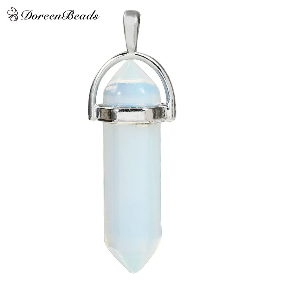 Карандаш Created Opal Подвески чакры тусклый серебристый цвет белый 4 1 см x (1 5/8 дюйма 4/8