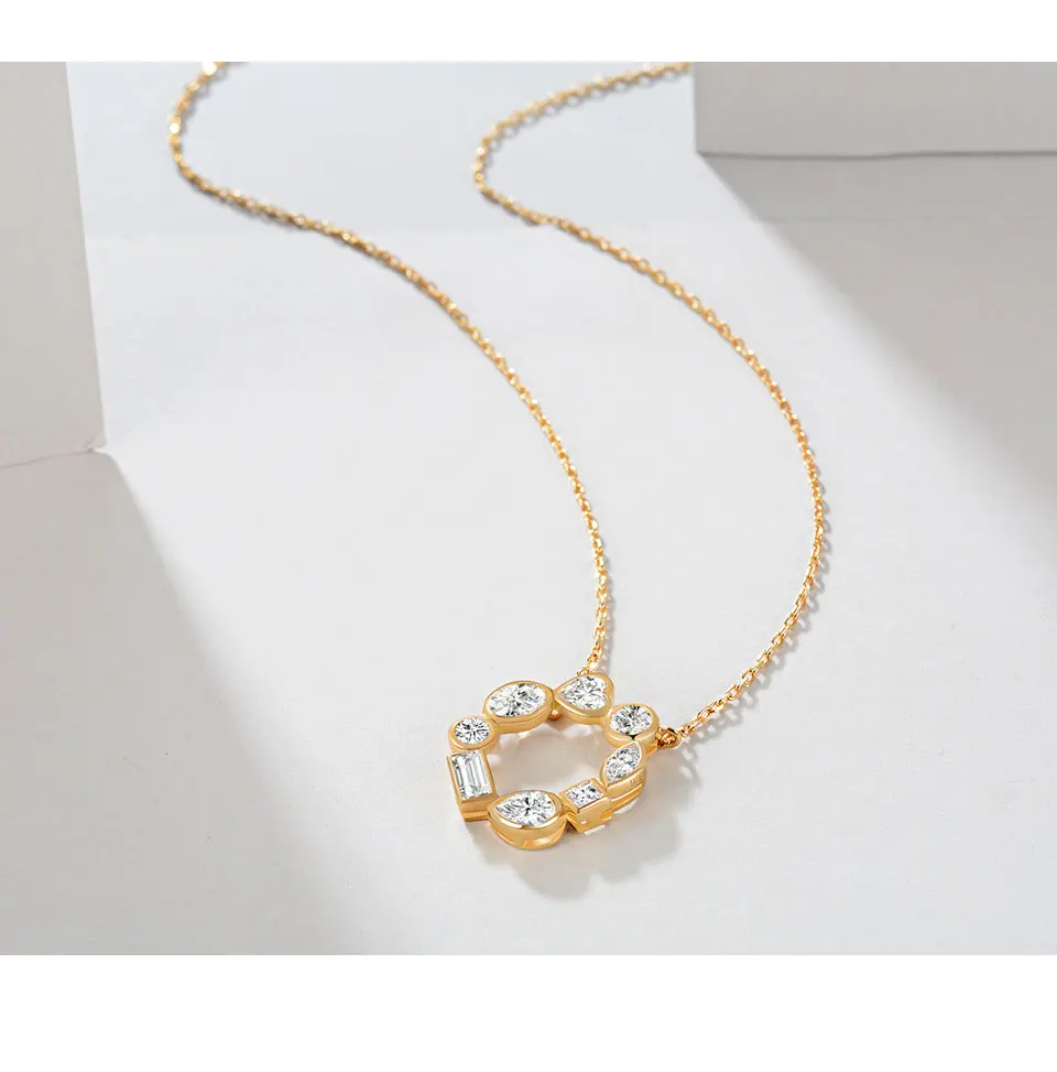 E ювелирное изделие, 925 пробы Серебряное ожерелье для женщин, 18K позолоченная цепочка, AAA кубический цирконий, полый круглый женский кулон, ожерелье s