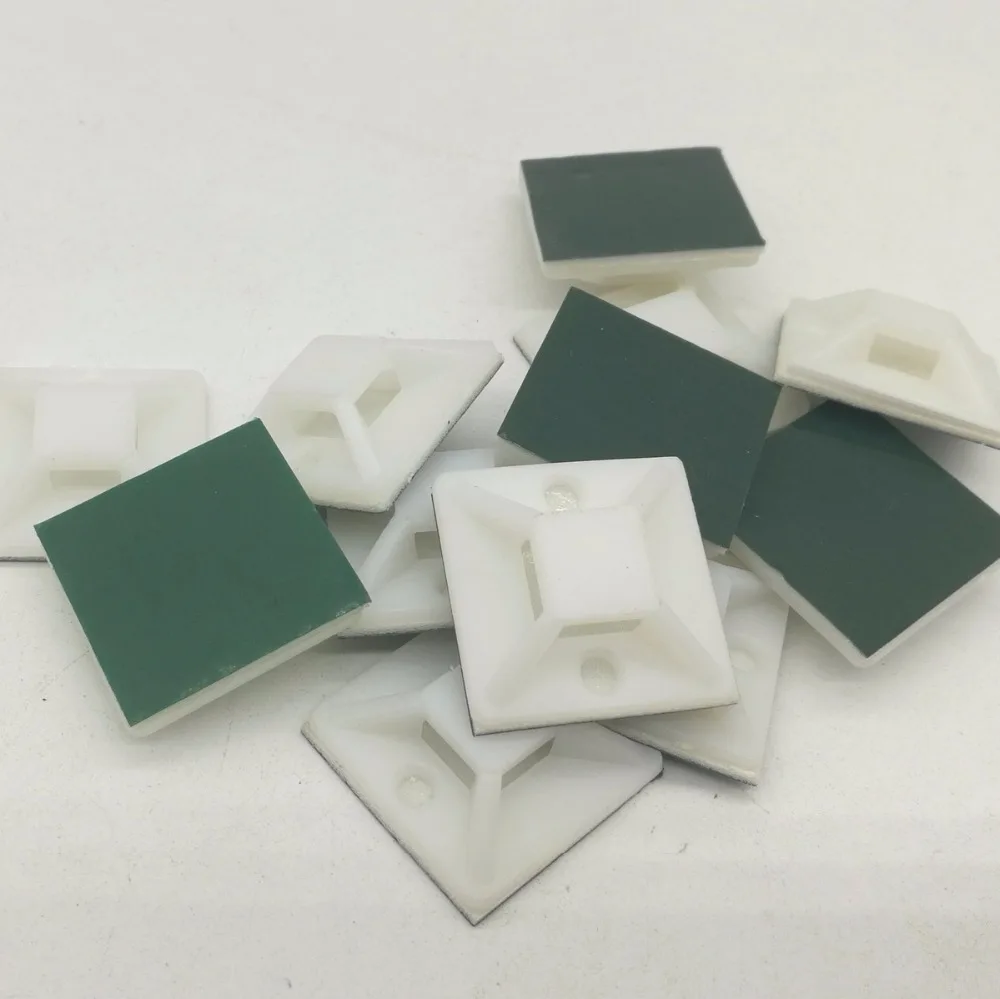 

100cs 25mm White Z25 x 25 mm Square Self-Adhesive Cable Tie Mount Base