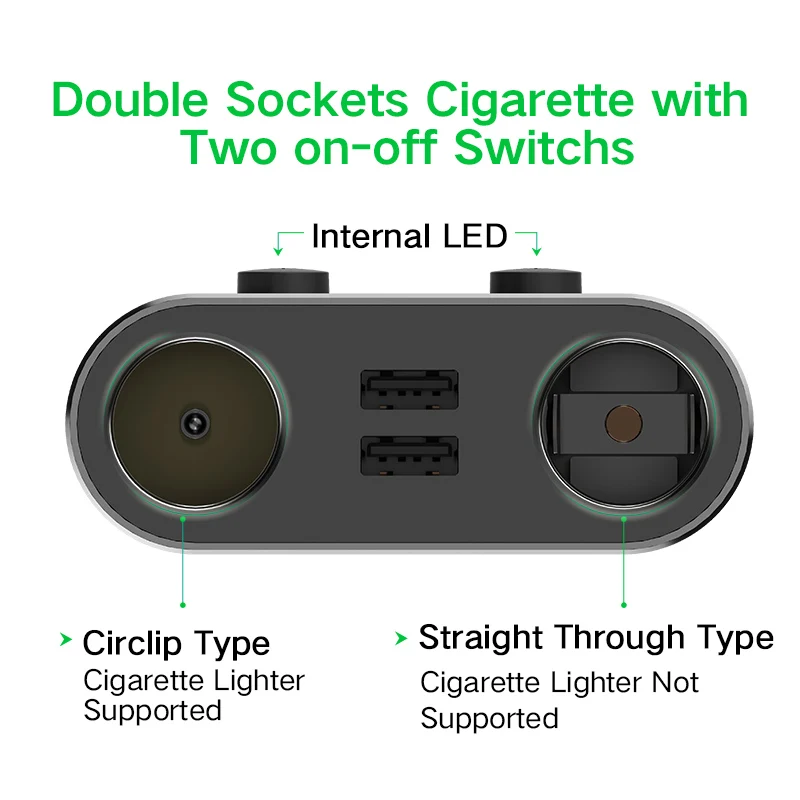 Ugreen المزدوج USB شاحن سيارة دعم مسجل السيارة العالمي الهاتف المحمول سيارة-شاحن مع المتوسع شاحن آيفون 6 S سامسونج