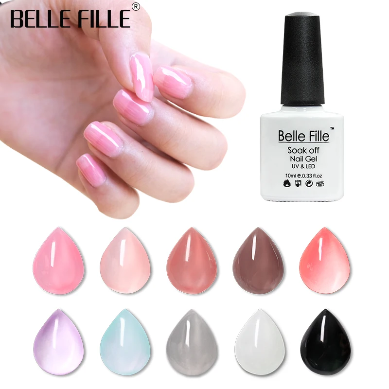 

Belle Fille 10ml Jelly Nail Gel Transparent Pink Jelly Varnish Semi Permanent UV Gel Nail Polish Nail Verins Lacquer Gel Polish