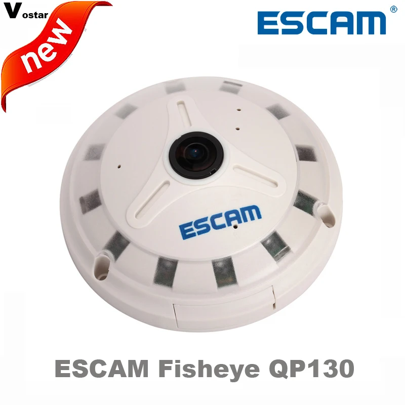 ESCAM Fisheye IP Camera QP130 1080P Full HD fisheye lens 1.3MP 360 Degree Night vision Onvif security camera support TF card