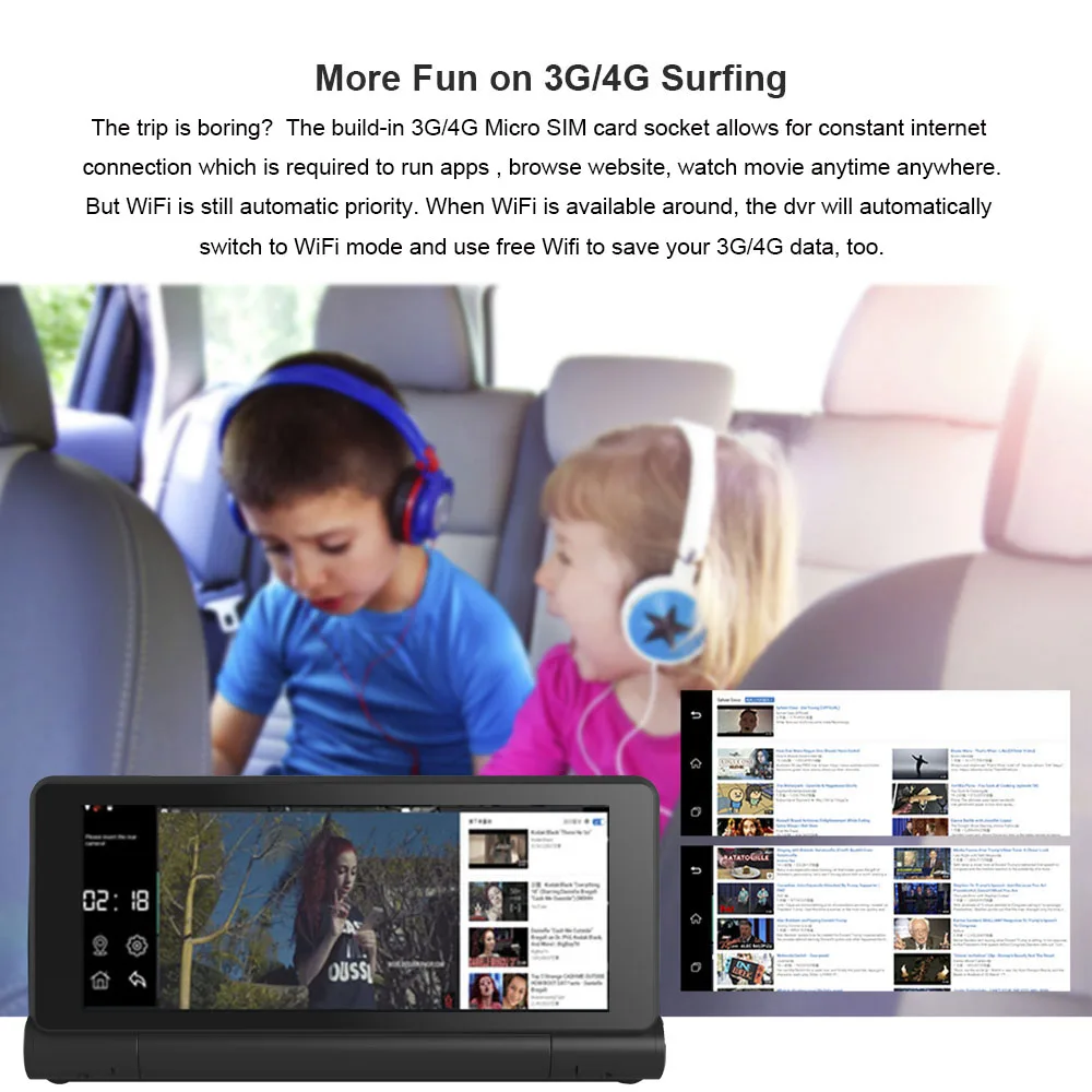 HGDO Android 4G/3G видеорегистратор GPS навигация 7 дюймов Большой экран WiFi Bluetooth FHD 1080P
