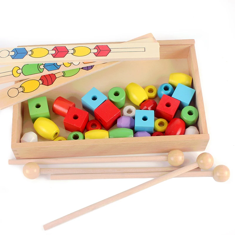 Лидер продаж Монтессори деревянный развивающий деревянный шарик Секвенирование коробка цвет геометрическая форма математические игрушки раннего обучения подарок на день рождения