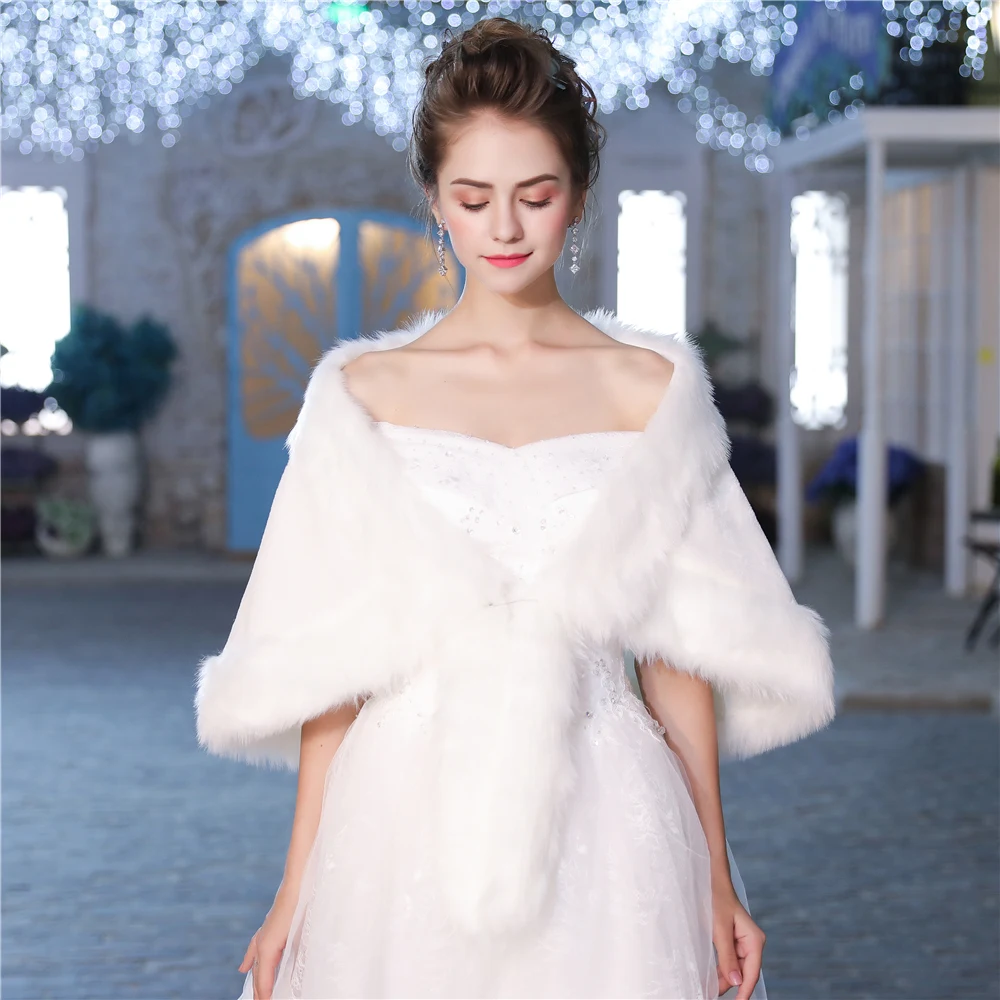 Fashion Women Faux Fur Shawl Sleeveless Wrap Winter Wedding