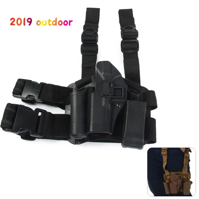 

Tactical Glock Leg Holster Left Hand Paddle Thigh Belt Drop Pistol Gun Holster w/ Magazine Torch Pouch for Glock 17 19 22 23 31