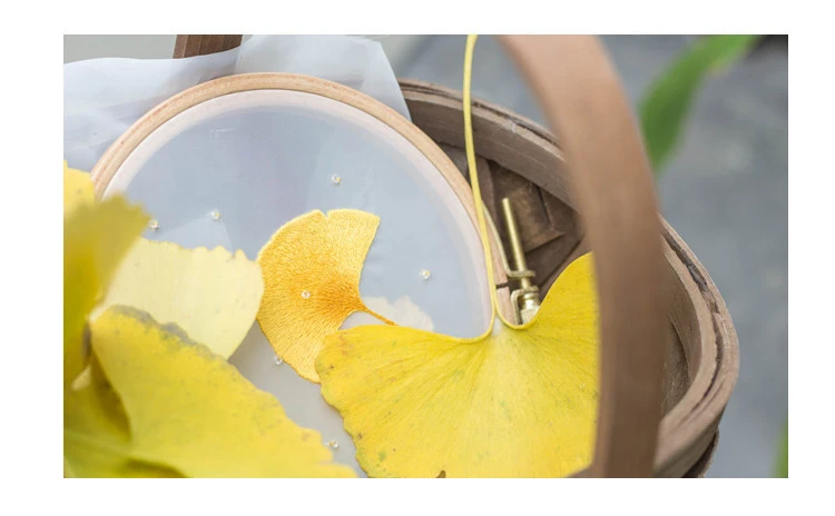 European handmade embroidery DIY transparent mesh organza art decoration ornamentsWall Art Flowers Leaves Series-7