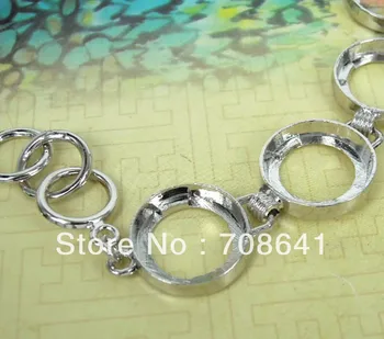 

Blank Bracelet Bases Settings 16mm Round Hollow Bezel Stone Cabochon Pad Metal cuff Bracelet Findings Silver tone Plated Brass