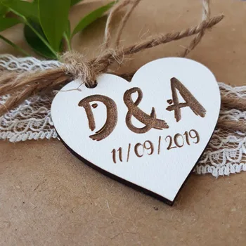 

Custom save the date Wooden Tags, rustic Bridal Shower Favor Tags wooden heart wedding tags, wedding gifts for guests