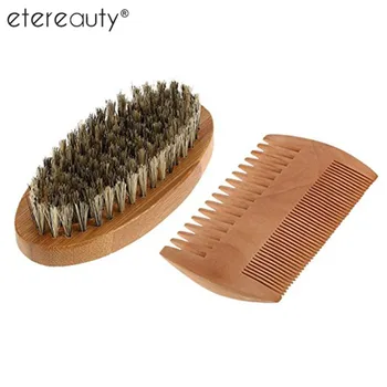 

ETEREAUTY Men's Beard Brush Comb Kit Boar Bristles Mustache Shaving Brush Bamboo Beard Comb Male Facial Hair Brush Set
