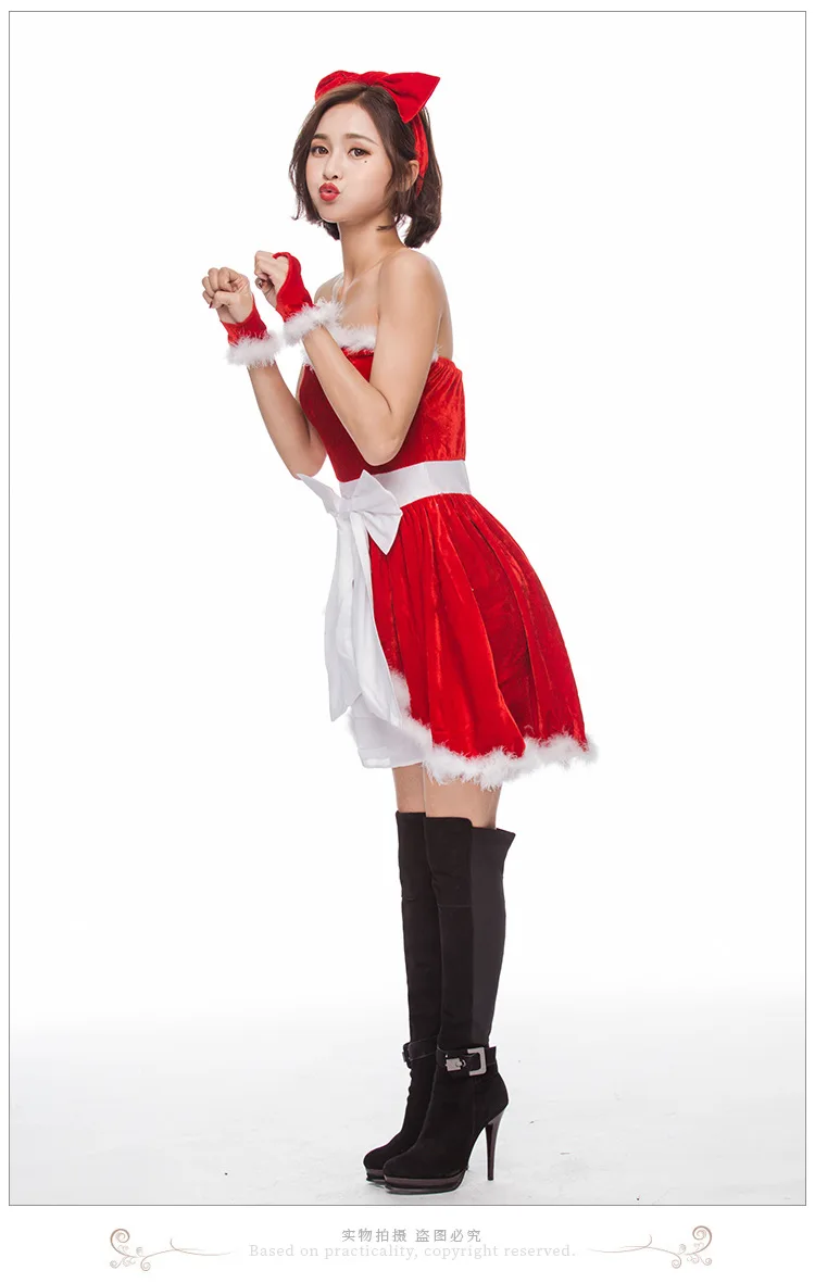 Новый год Сексуальное Женское Платье на Рождество взрослых красного цвета с длинным рукавом, праздничное платье без бретелек Фестивальная