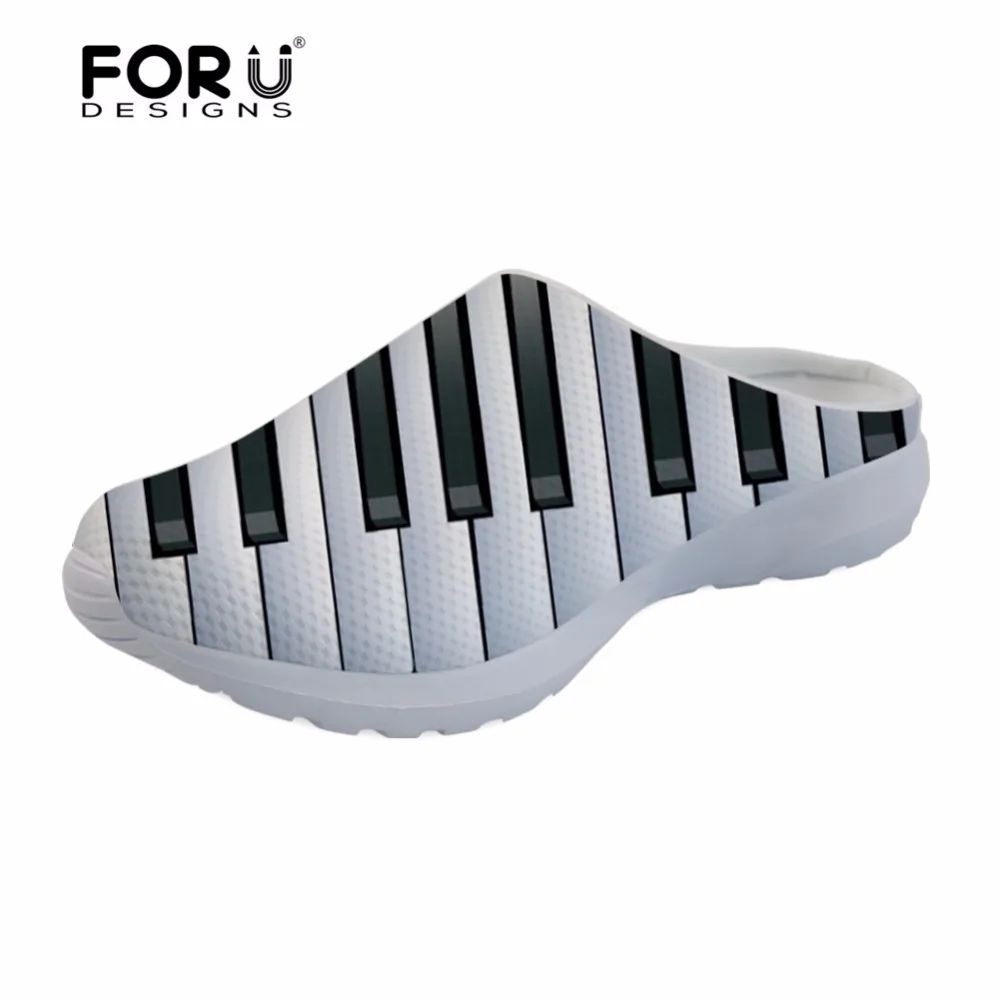 

FORUDESIGNS Music Notes with Piano Keyboard Print Summer Men Sandals Fashion Breathable Mesh House Slippers Men's Flats Sandals