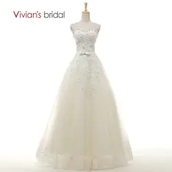 Vivian's Bridal горячая Распродажа настоящая Фотография A-Line Бисерное Кружево Свадебные платья с аппликацией Милая Длина до пола vestido de noiva WD26