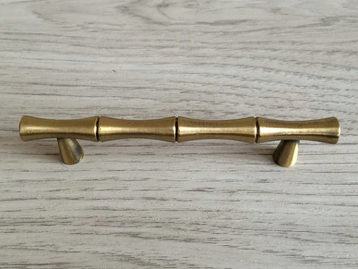 2PCS Retro Bamboo Zinc alloy Drawer Cabinet Handle Furniture pull Knob Antique Brass decorative door knobs 64mm 96mm 128mm