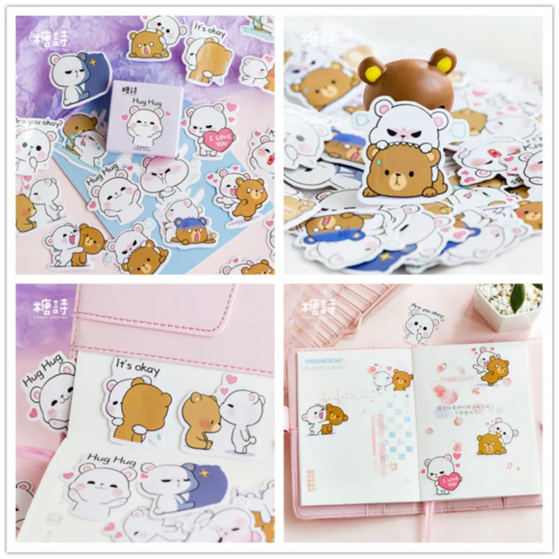 

45Pcs/set kawaii notebook cute Embrace bear pattern planner Halloween Decoration school supplies stationery Diary