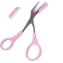Eyebrow Trimmer Scissors With Comb Lady Woman Men Hair Removal Grooming Shaping Shaver Eye Brow Trimmer Eyelash Hair Clips Pink