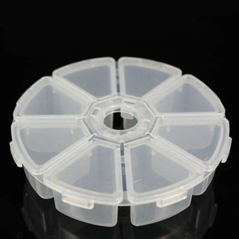 

8 Slots Beautiful Clear Plastic Empty Storage Box Jewelry Nail Art Rhinestone Tools Display Storage Case Travel Organizer Holder