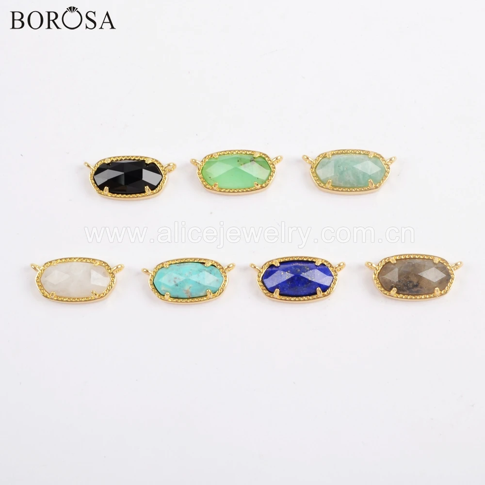 BOROSA 10 шт. золотой ободок шестиугольный граненый Multi-kind камни разъем бирюзы Австралийский нефриты Разъем для Браслеты ZG0373