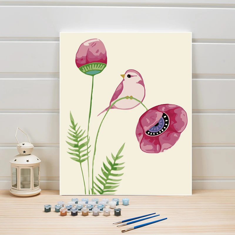 

Paint Painting By Numbers Bird Flowers Acrylic Coloring Digital Module Artwork Decoration Wall Pictures For Living Room Kids DIY