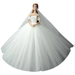 NK один шт Принцесса Кукла новый handmake свадебное платье + фата модные Костюмы платье для Барби Горячие куклы аксессуары best подарок