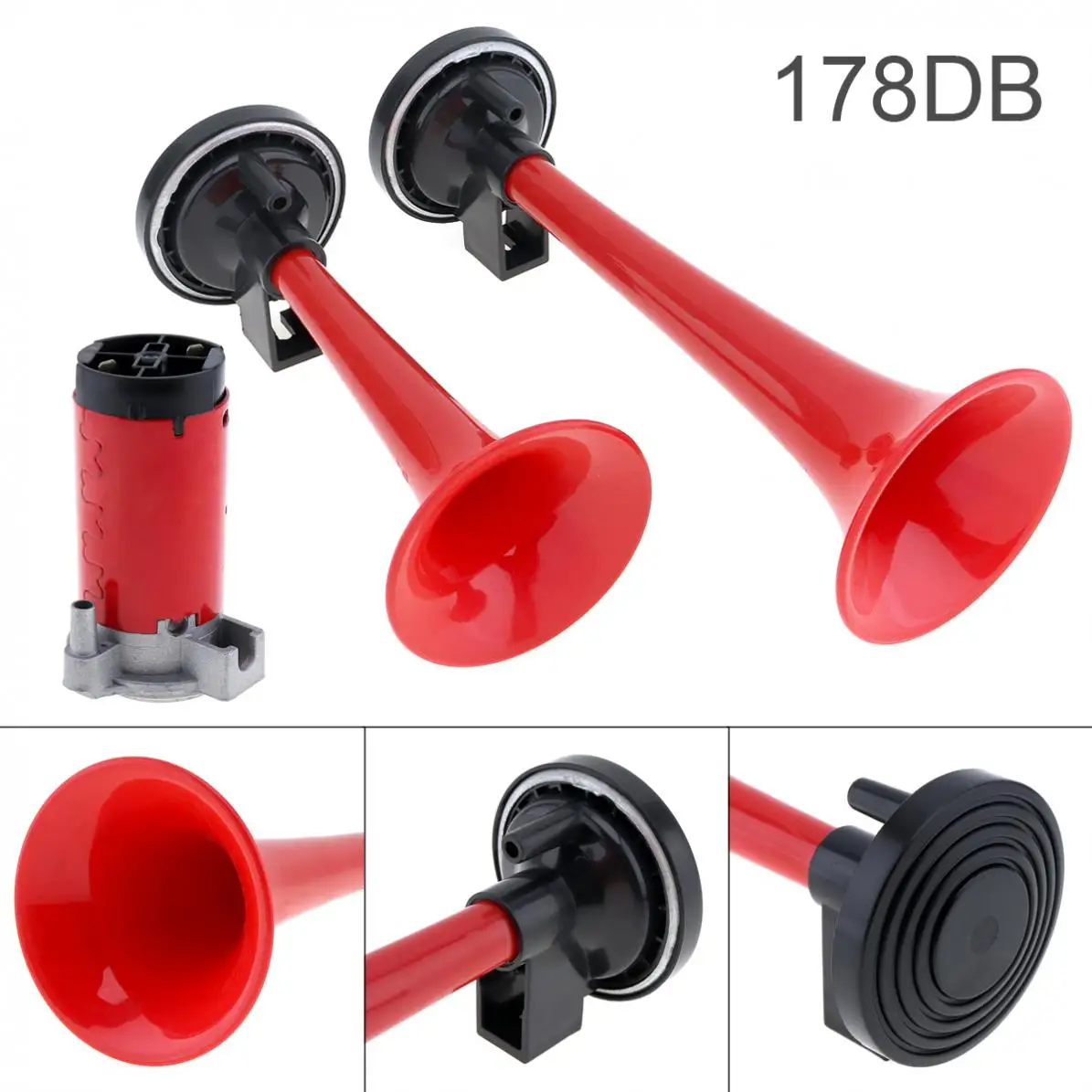 

12V / 24V Powerful and Durable 178dB Super Loud Dual Tone Air Horn Set Trumpet Compressor for Motorcycle Car Boat Truck