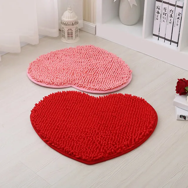 Fashion Heart Shaped Bath Mats Super Absorbent Non Slip Doormat Fashion Heart Shaped Bath Mats Super Absorbent Non Slip Doormat Carpet Red Bathroom Rugs