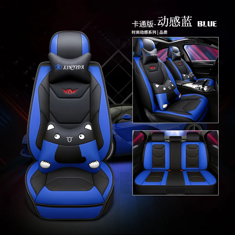 

KKYSYELVA Front Rear PU Leather Auto Universal Car Seat Covers Automobile seat cover Car Seat Cushion Set Interior Accessories