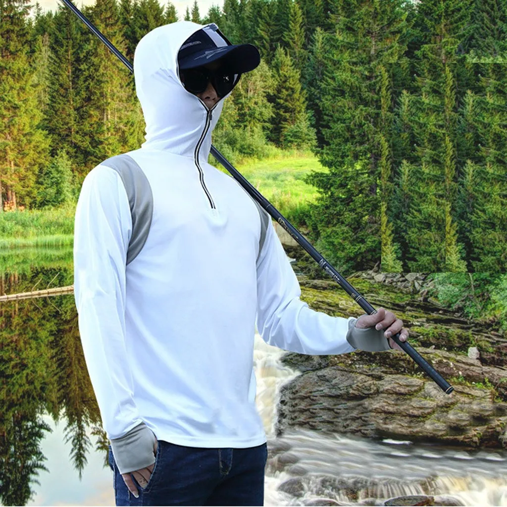 

Waterproof Men Fishing Clothes Long Sleeve Jackets Hooded Zipper Regular Top Spring Summer Outdoor Camping Hoodies