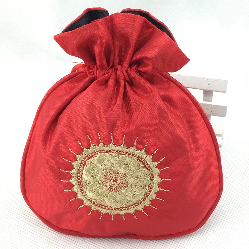 

Embroidered Sun Small Cloth Craft Gift Bags Drawstring Satin Jewelry Crafts Trinket Packaging Pouch Spice Sachet Coin Pocket