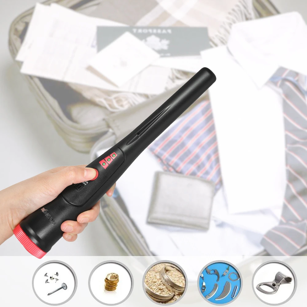 

Pinpointer Metal Detector Portable Pin Pointer Tool Buzzer Vibration Automatic Tuning with Belt Holster and LED Indicators