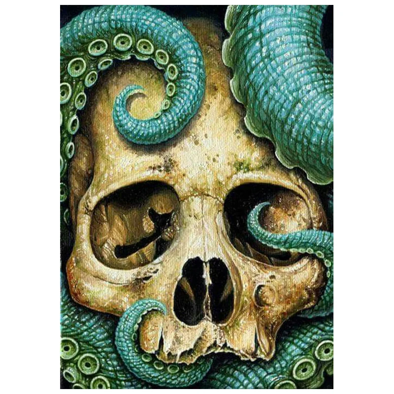DIY full round Diamond 5D painting Octopus skeleton Embroidery Cross Stitch 3D Rhinestone mosaic | Дом и сад